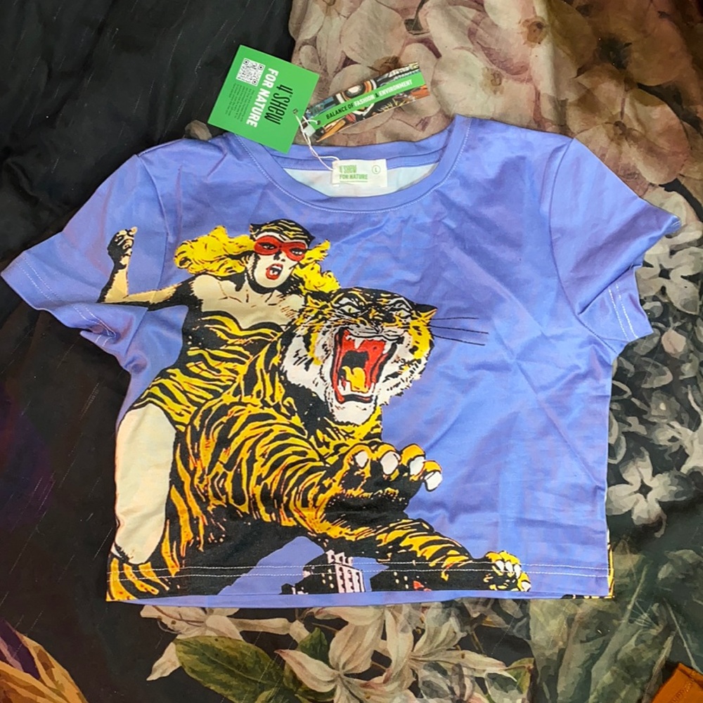 4Shew crop top featuring a badass babe and tiger